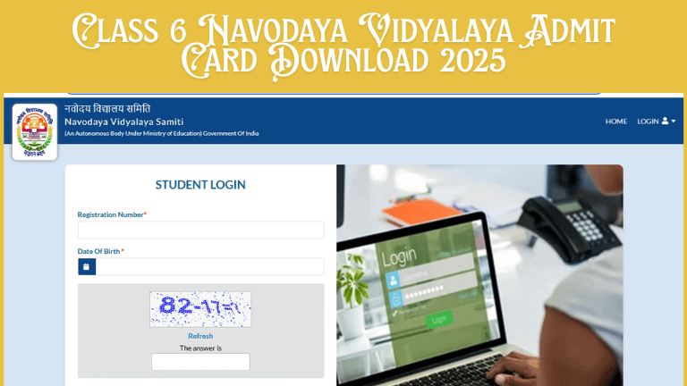 Class 6 Navodaya Vidyalaya Admit Card